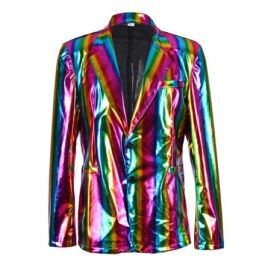 Rainbow Metallic Blazer Festival Jacket
