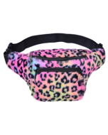 Multi Coloured Leopard Print Faux Fur Fluffy Bum Bag