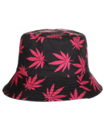 Red and Black Ganja Leaf Print Festival Bucket Hat Rave Hat Sun Hat