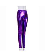 Festival Outfits - Metallic Purple Holographic Disco Leggings