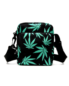 Green Ganja Print Cross Body Messenger Bag or Man Bag