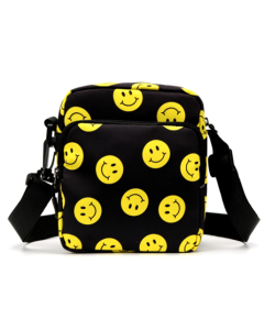 Smiley Face Print Cross Body Messenger Bag or Man Bag