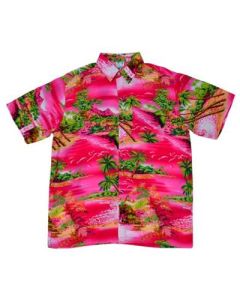 Funky Hawaiian Shirt Small Flower Pink