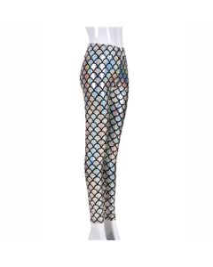 Festival Outfits - Silver Holographic Mermaid Leggings