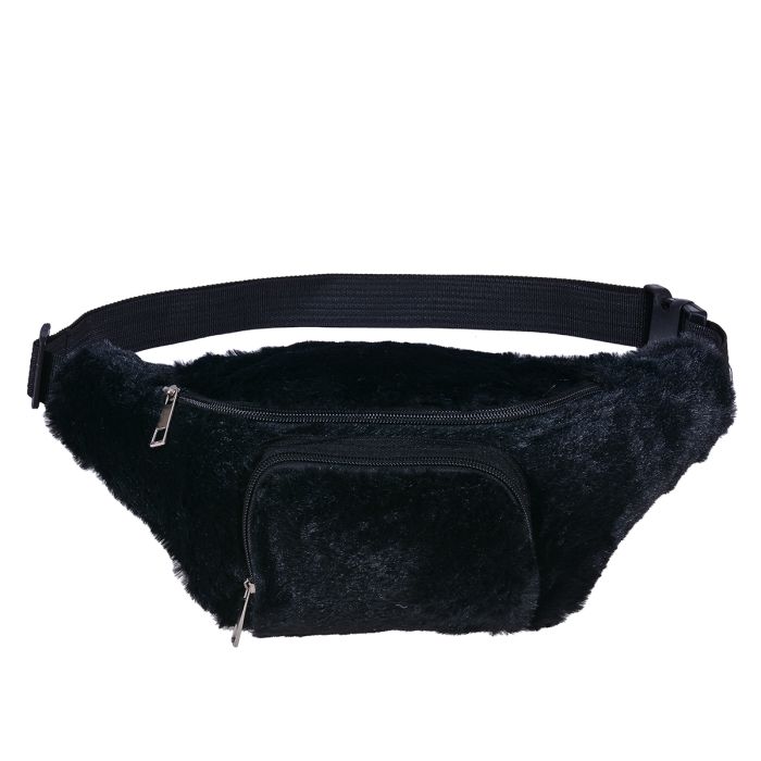 Black faux fur fanny pack clearance