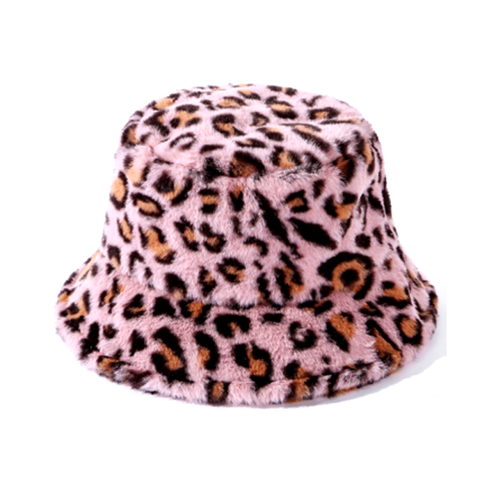 Fluffy leopard print bucket hat cheap