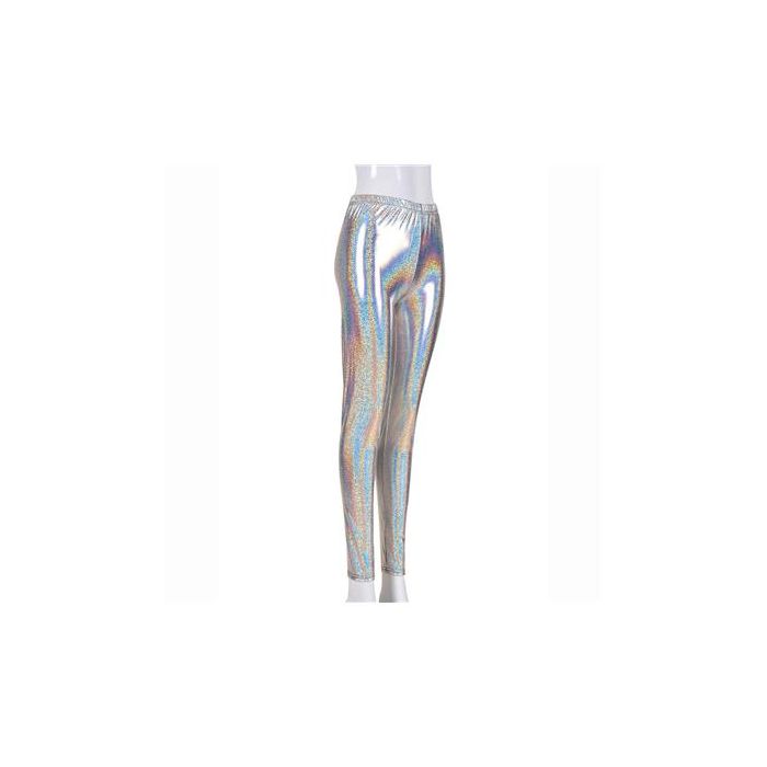 Festival Outfits - Shiny Holographic Silver Disco Leggings.