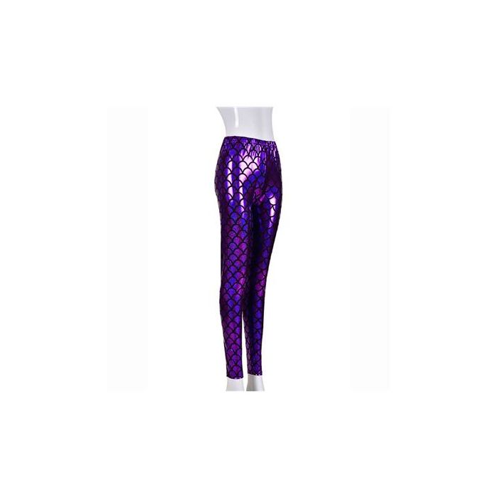 Festival Outfits - Metallic Purple Holographic Disco Leggings