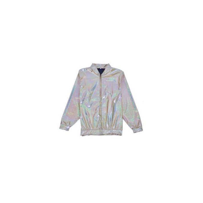 Festival Outfits - Shiny Silver Holographic Bomber Jacket